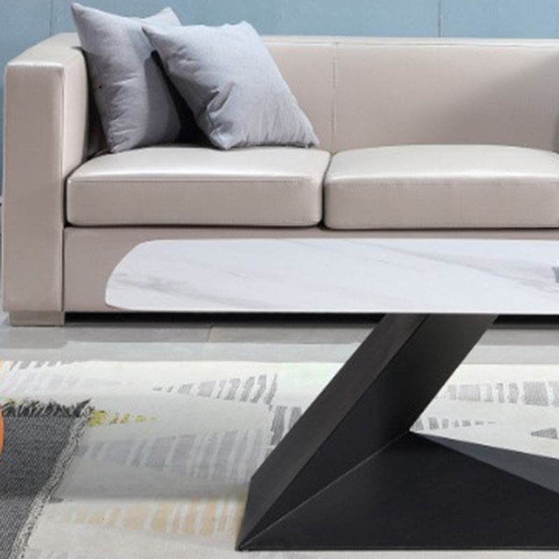 Pedestal 1 Single Coffee Table Luxurious Stone Top Cocktail Table