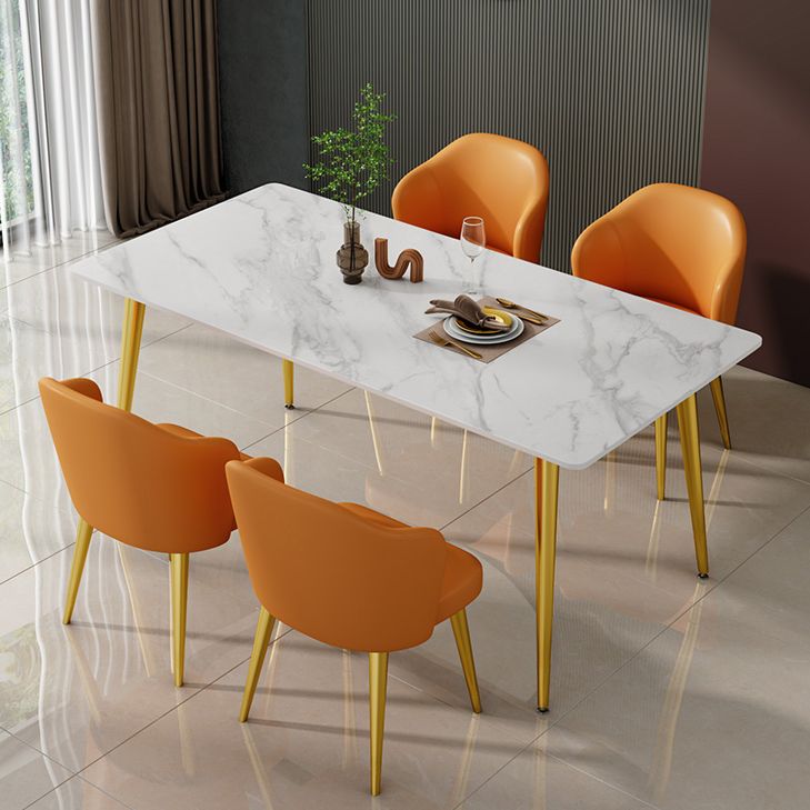 Glam Sintered Stone Küche Esstisch Weißer Küche Esstisch mit 4 Beinen Basis