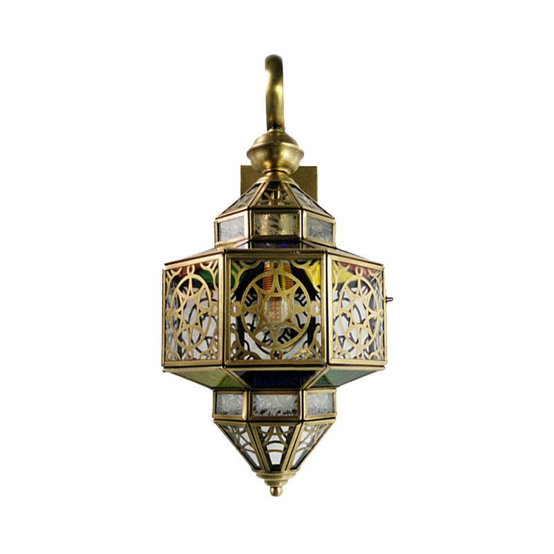 Metal Brass Sconce Light Fixture Hollow Out 1-Bulb Arab Wall Mounted Lamp for Restaurant