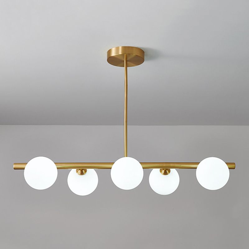 Modern Simple Hanging Lamp Glass Ball Shape Shade Island Light Fixture for Living Room