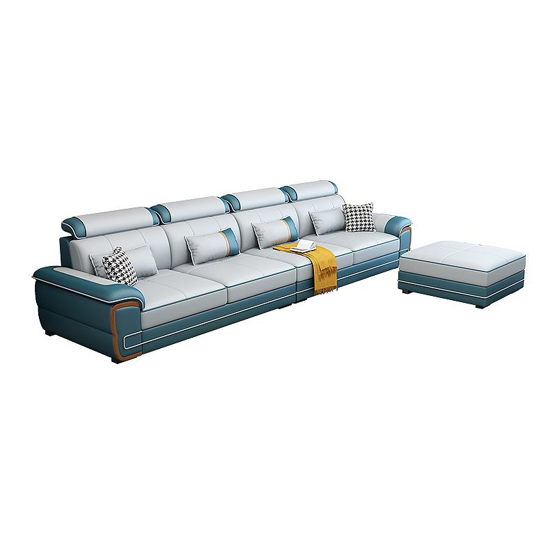 Faux Leather Pillow Top Arm Sectionals 31.5"High Cushion Back Sofa with Slipcover