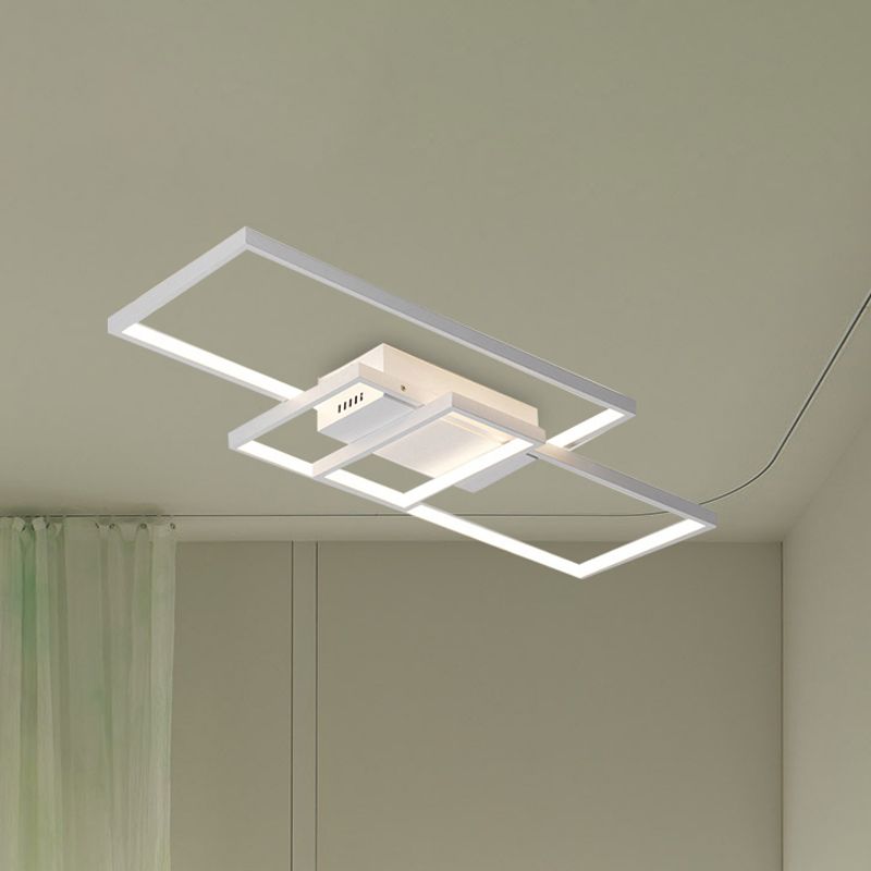 33.5"/41" Wide Traverse Flush Ceiling Light Contemporary Acrylic LED Black/White Flushmount Lighting in Warm/White/Natural Light