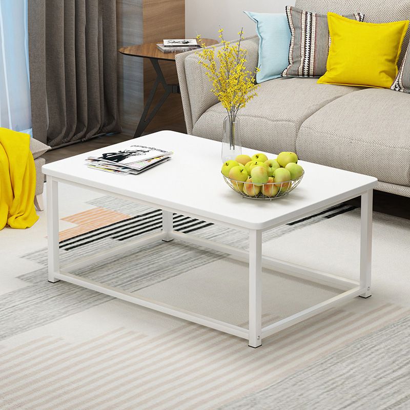 Modern Style Rectangular Wooden Table with Metal Frame Base Coffee Table