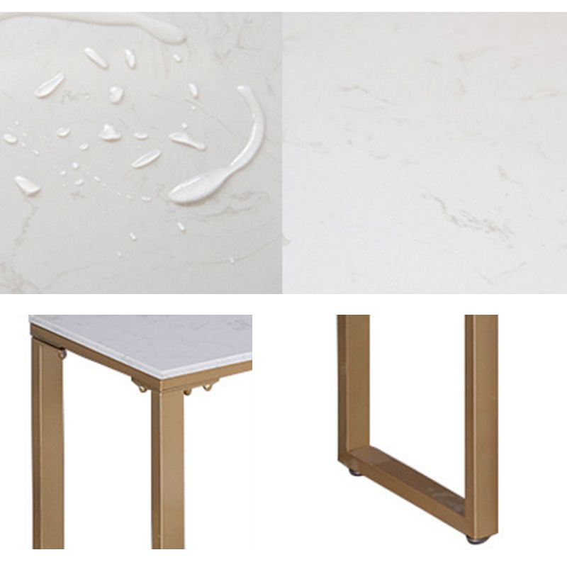 Faux Marble Bar Height Table Modern Style Bistro Table with 2 Shelves