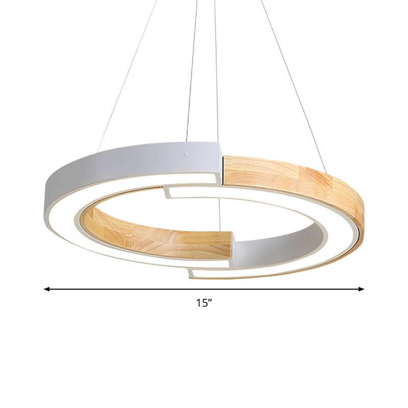Lámpara de madera de estilo nórdico de anillo negro/negro de 15 "/19"