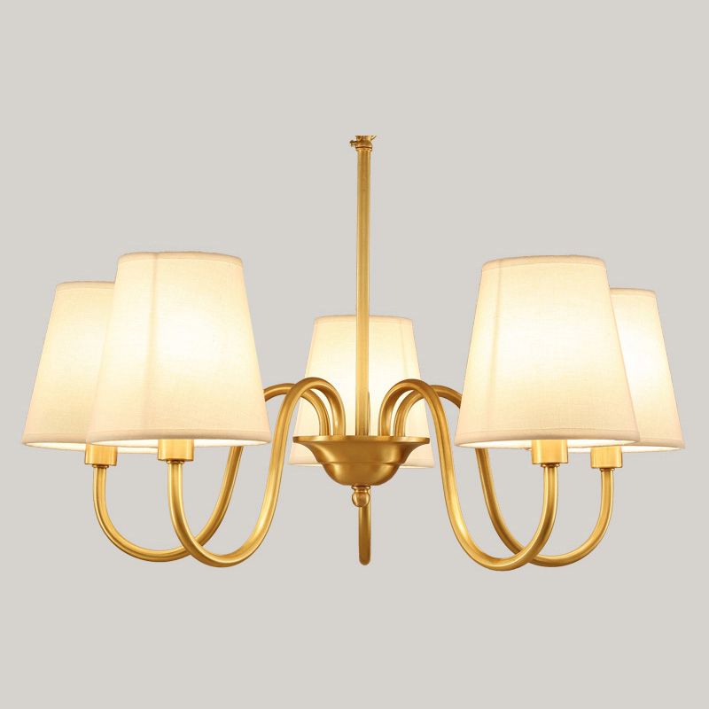 Metal Conical Hanging Pendant Light Traditional Dinning Room Pendant Chandelier in Gold