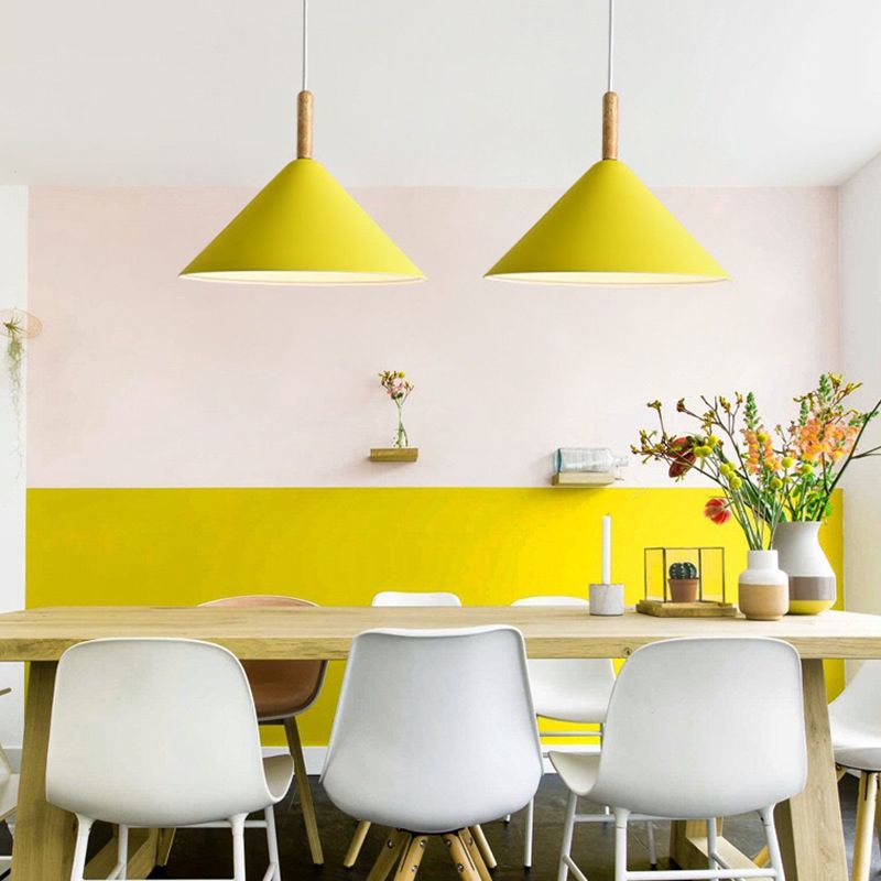 1 illuminazione a sospensione di cono leggero a cono moderno illuminazione sospesa in metallo per sala da pranzo