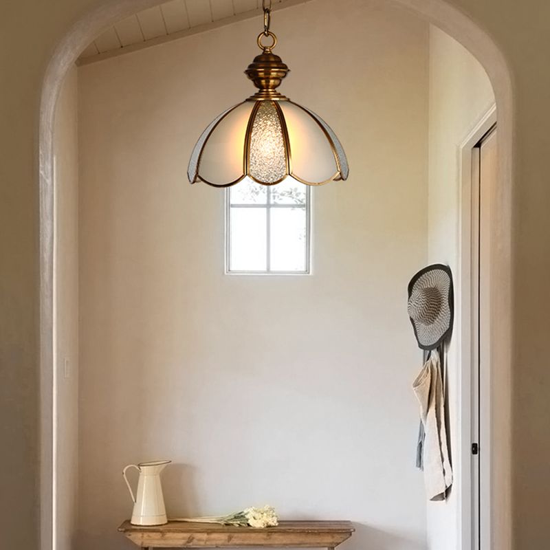 Forma ciotola illuminazione appesa vetro in stile industriale 1 lampada a sospensione leggera per letto