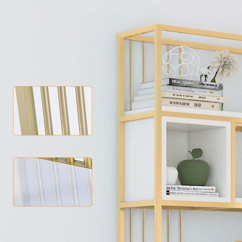 Glam Metal and Wood Shelf Bookcase Open Floor Book Shelf for Home