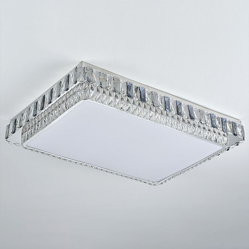 Plafonnier LED en cristal de luxe moderne en acier inoxydable géométrique encastré