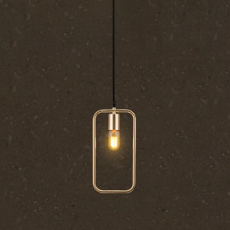 Metal Geometric Pendant Light Fixture Loft-Style Restaurant Hanging Light Fixture in Gold