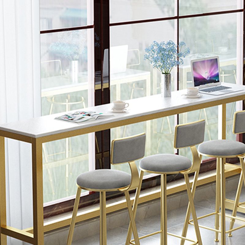 Modern Bar-height Table FauxMarble Top Bistro Bar Table with Metal Base