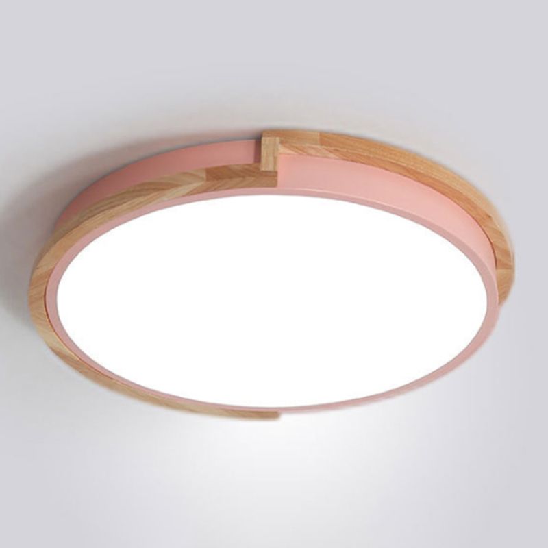 Round Shape LED Ceiling Lamp Macaroon Modern Iron 1 Light Flush Mount for Dining Room