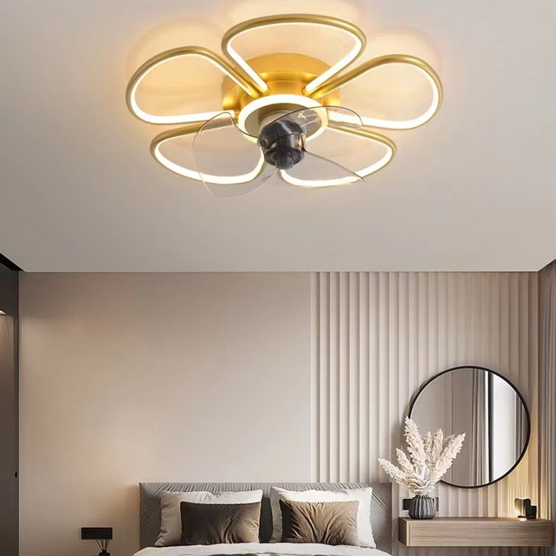 3-Blade Children Ceiling Fan Polish Finish LED Fan with Light for Home