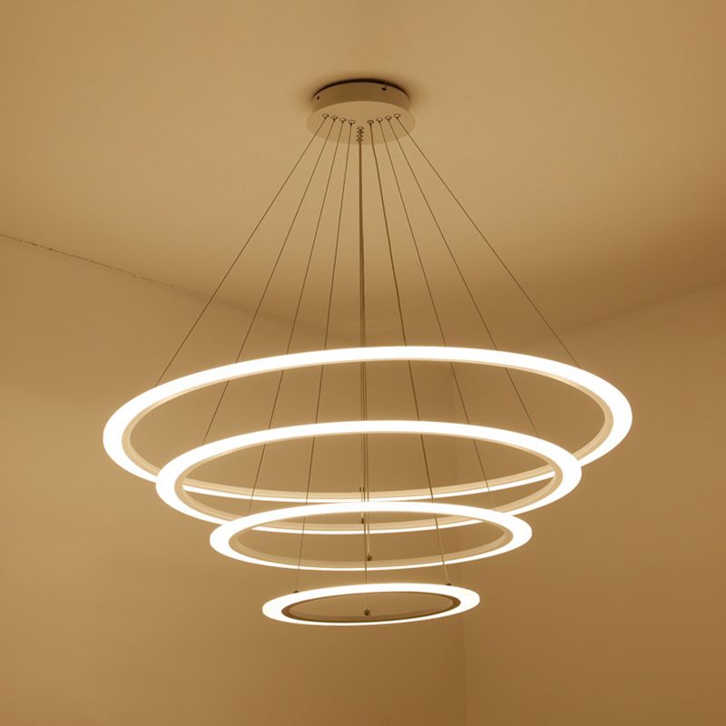 Modern Round Chandelier Light Fixtures Acrylic Hanging Light Kit for Restaurant