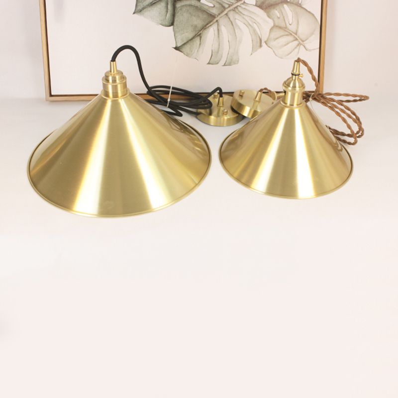 Pendre en forme de cône suspension de la lampe à manger en laiton moderne kit de lampe suspendue en or