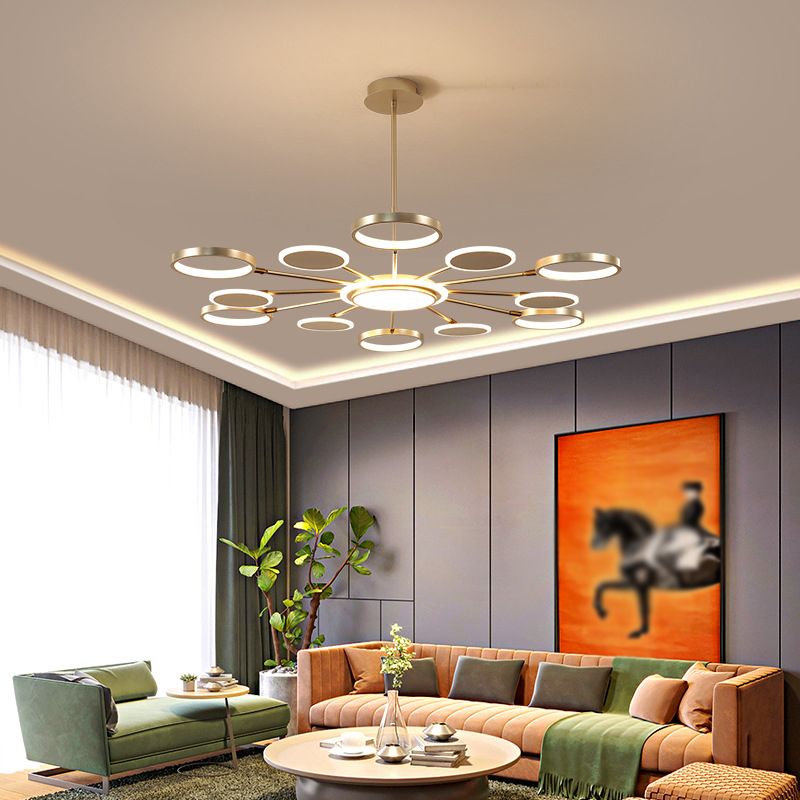 Stile moderno Multi Lights Appeding Lampada lampada ad anello metallico Accendio a sospensione