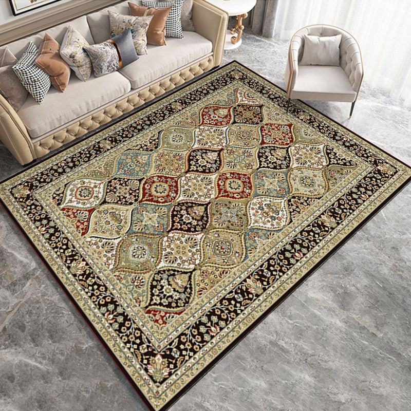 Dark Brown Graphic Rug Polyester Modern Rug Washable Area Rug for Sitting Room