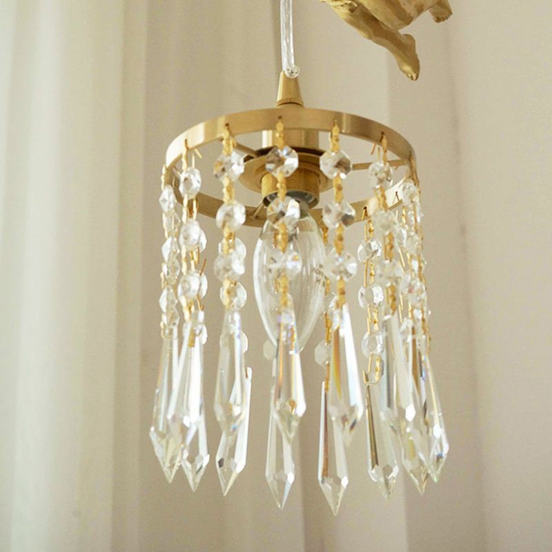 1 Light Cylinder Pendant Lighting Modern Crystal Pendant Ceiling Lights for Restaurant
