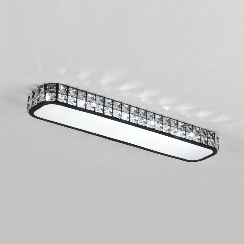Rounded Rectangle Corridor Flush Light Crystal Artistic LED Flush Ceiling Light Fixture
