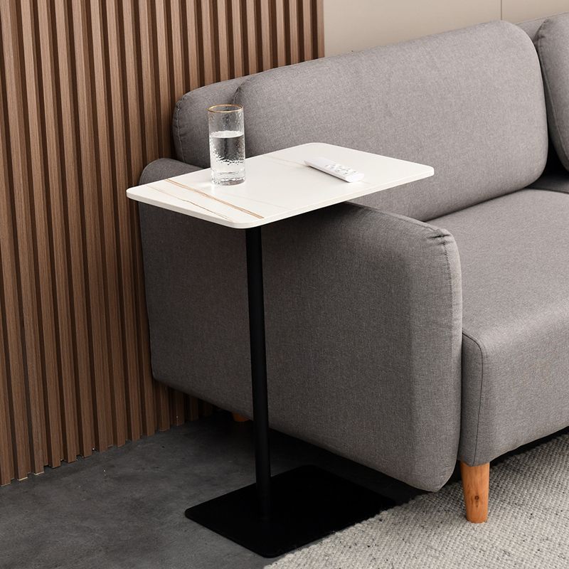 Living Room Rectangular End Table 11"Tall Contemporary Iron Pedestal Side Table