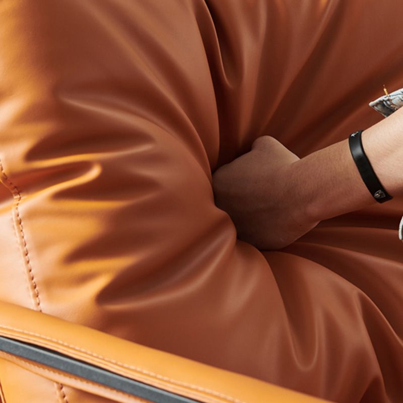 Solid Color Office Leather Arms Included with Cushion with Black Legs Armchair