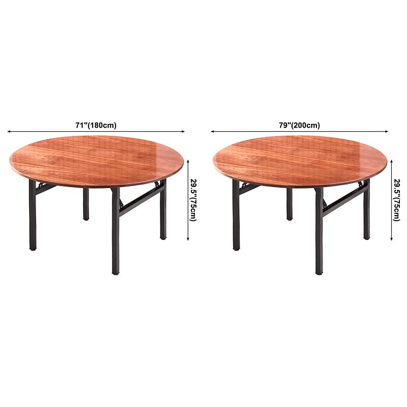 Simplicity Home Solid Wood Dining Table Round Shape Dining Table with Metallic Base