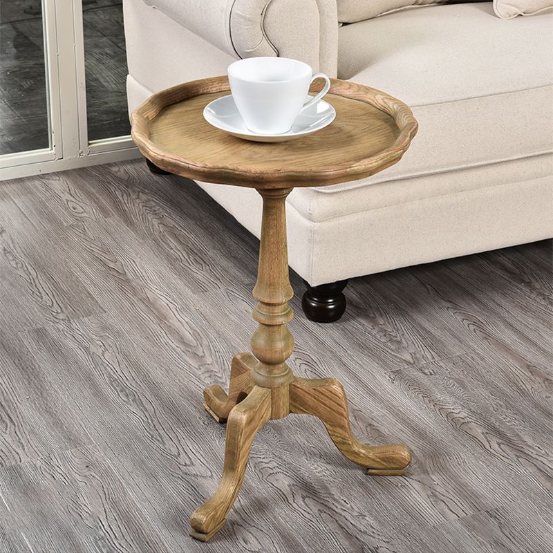14" Wide Rustic Corner Table Solid Wood Round Side End Table