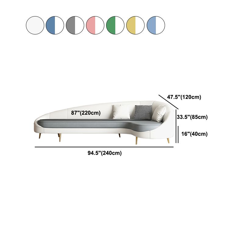 Contemporary Sloped Arm Curved Sofa Sewn Pillow Back Sofa for Living Room, Apartment
