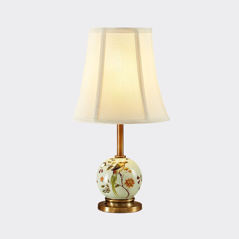 Keramisch Chinees schilderbakje tafel licht pastoraal 1 lamp zitkamer nachtlampje met wijd uitlopende stof schaduw
