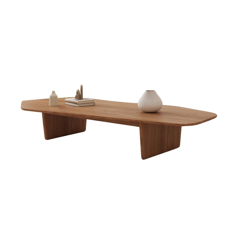 Solid Wood Coffee Table Free-Form Modern Cocktail Table with 2 Legs