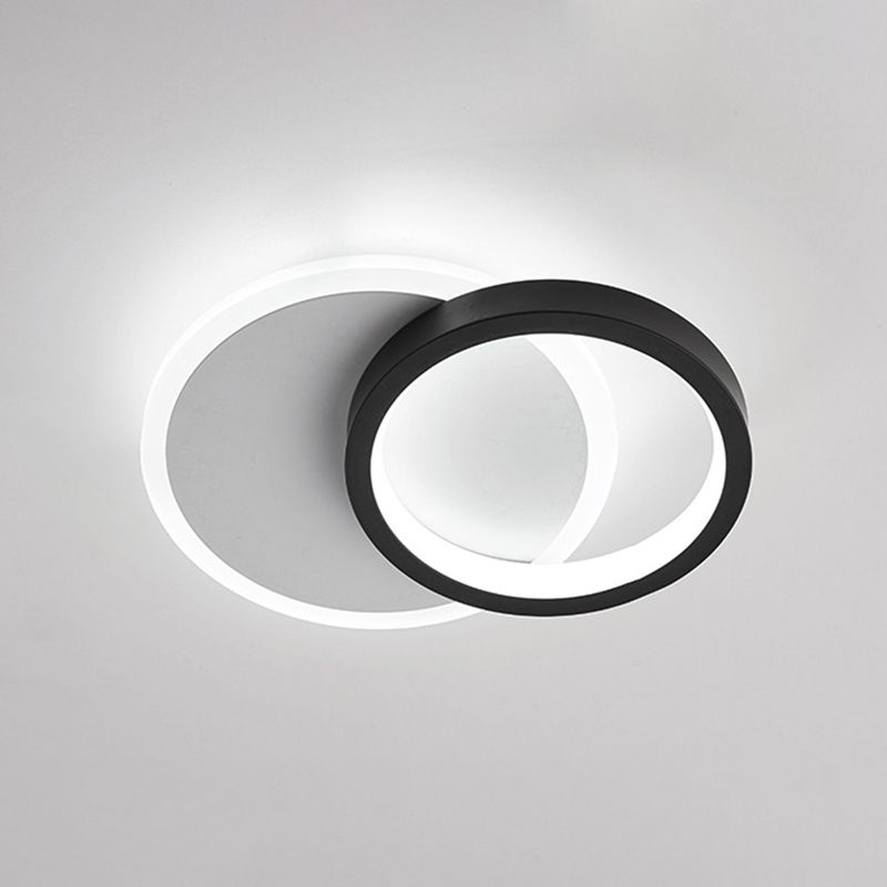 Ring-Panel Combined Mini LED Flush Mount Minimalism Acrylic Black-White Close to Ceiling Light Fixture