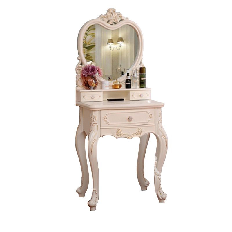 Victorian Bedroom With Drawer Mirror Solid Wood Makeup Vanity Set