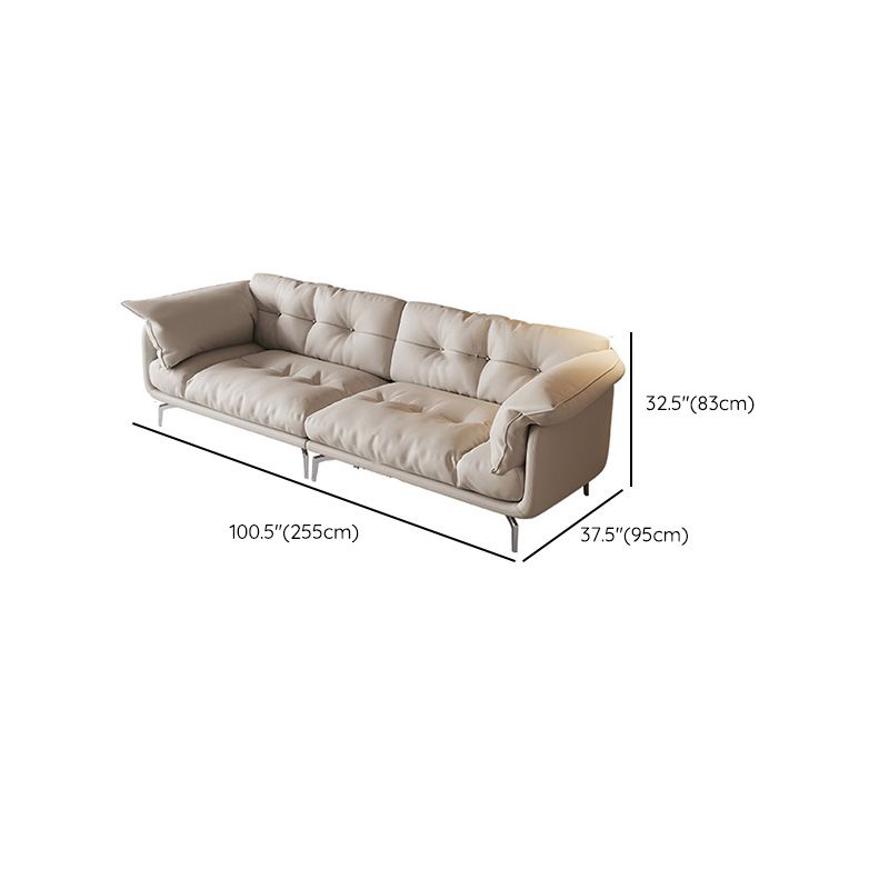 Contemporary Faux Leather Loose Back Seating Hair Pin Legs Sofa for Living Room