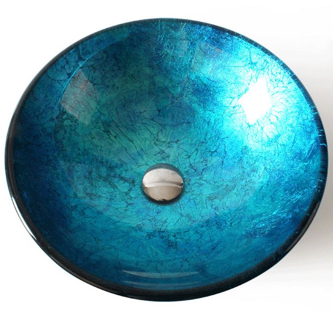 Traditional Vessel Bathroom Sink Round Hand Distressed Basin Sink(Not Including Faucet)