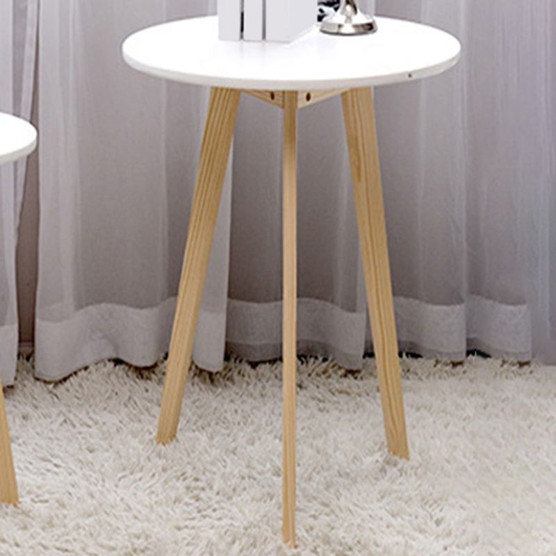 27.56" Tall Round Wood Side Table Contemporary Tri Pin End Table