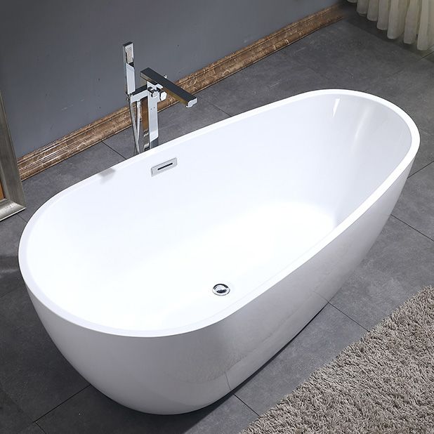 Freestanding Soaking Bathtub White Center Drain Acrylic Bath Tub