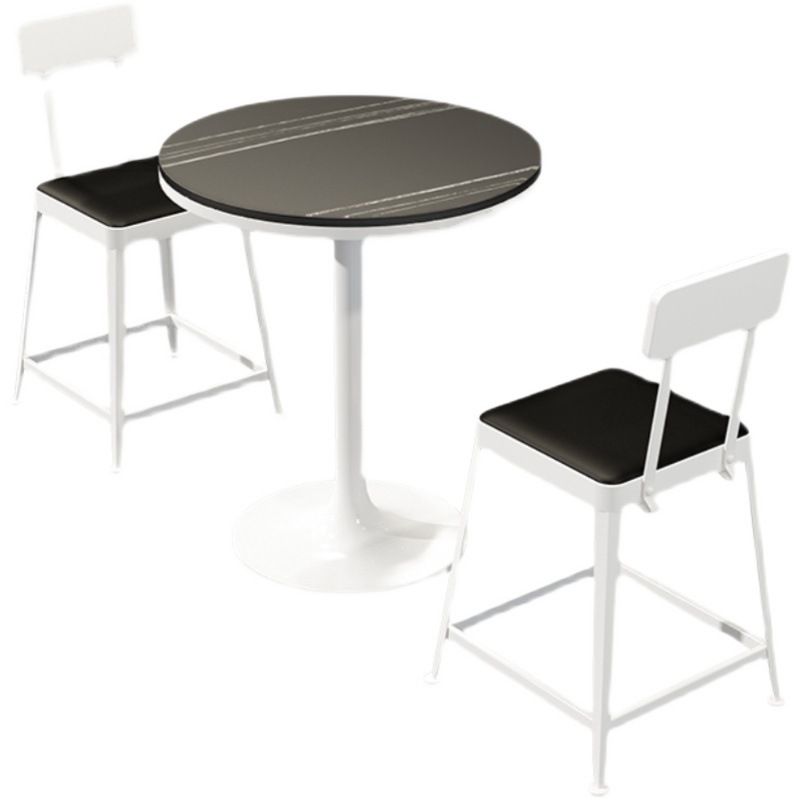 Glam Style Round Bar Table 41.34"H Stone Top Bar Dining Table