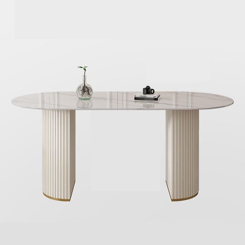 Traditional Luxury Dining Table with White Marble Oval Dining Table for Home