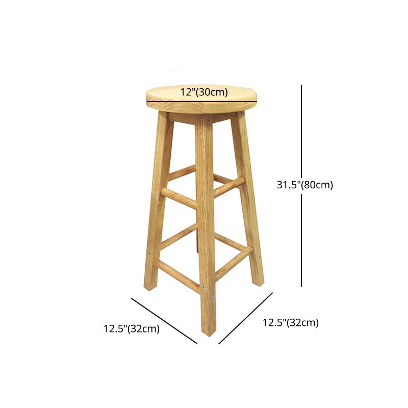 Moderner, armloser, rückenfreier Thekenhocker aus Holz für den Milchteeladen, Barhocker mit Holzsitz