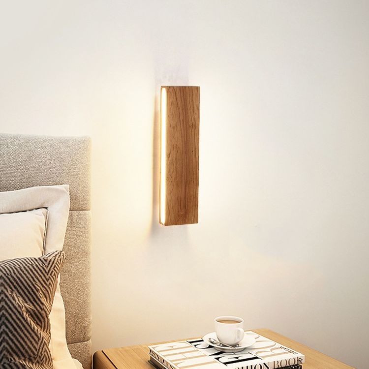 Rectangle Wall Mounted Lamp Modern Simplicity Wood Wall Mount Lamp for Living Room