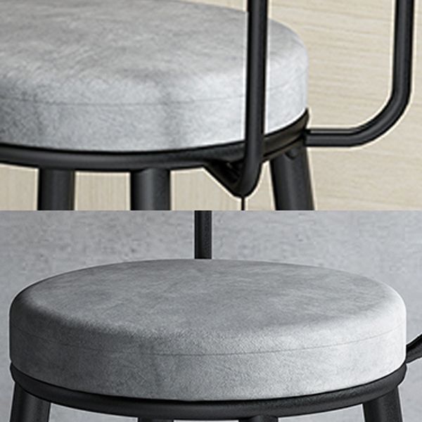 Modern Armless Backrest Counter Stool Iron Cafe Bar Stool with Velvet Cushion