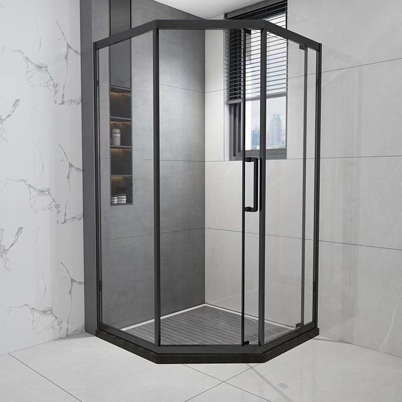 Tempered Frame Shower Doors Black Transparent Shower Bath Door