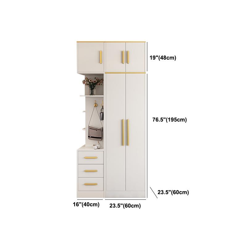 Contemporary Style Wardrobe Wooden Cloth Rod Included Wardrobe Closet for Bedroom
