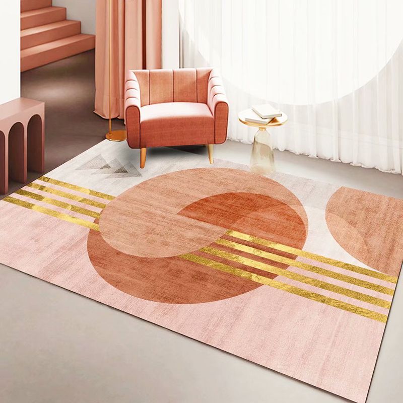 Tapis de motif rose clair Polyester Rapier moderne tapis résistant aux taches pour la décoration de la maison