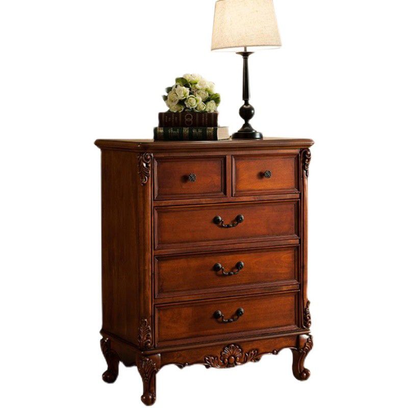 Traditional Rubber Wood Storage Chest Bedroom Chest with Drawers