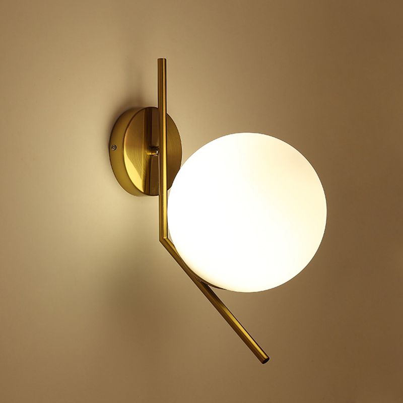 Nordic Postmodern Simple Art Glass Ball 1 Head Milk White Wall Lamp