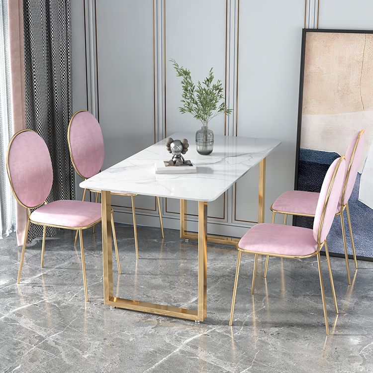 Glam 1/2/5 Pieces Dining Set Rectangle Stone Dining Table for Dining Room