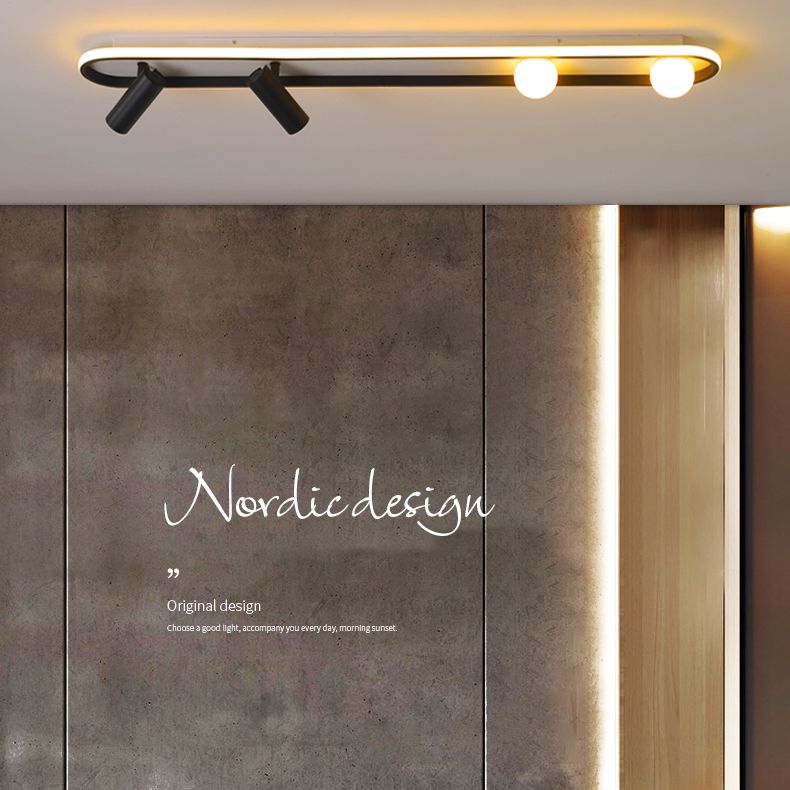 Linear LED Track Lighting Fixtures Modern Iron Ceiling Light with 2 Spotlights