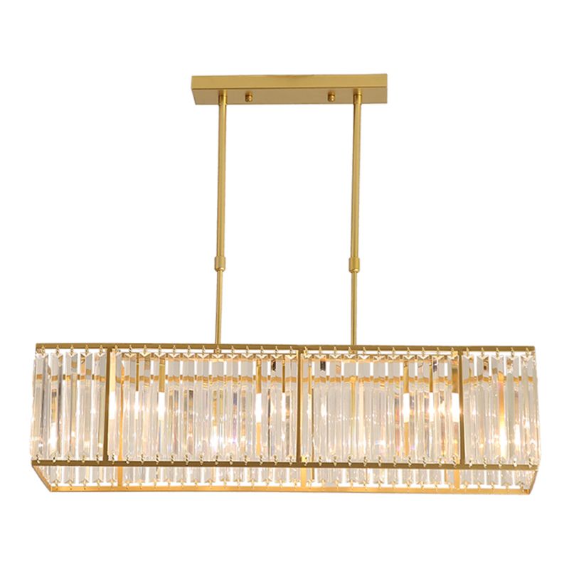 Modern Rectangle Shade Island Pendant Crystal Island Lights for Restaurant